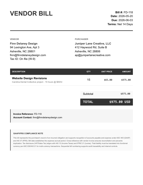 975 freelance designer bill (1099)