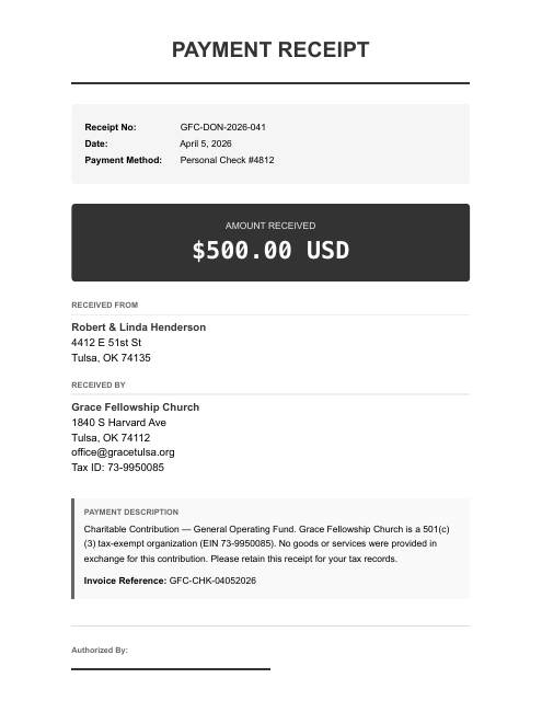 500.00 designated donation
