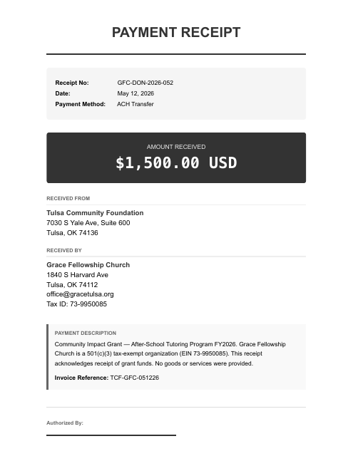 1,500.00 foundation grant
