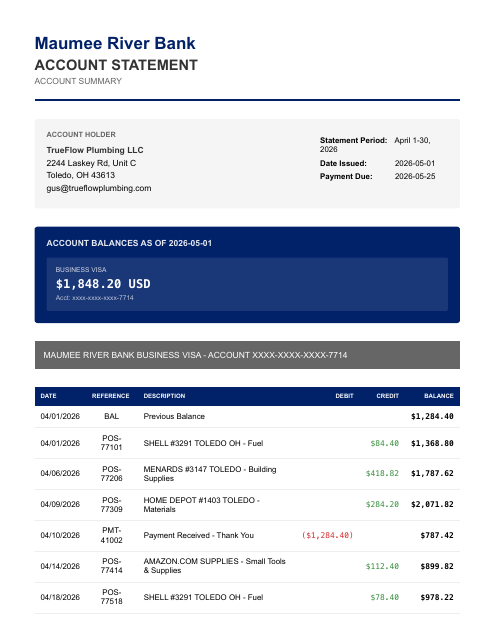 Business Visa — fuel & hardware runs