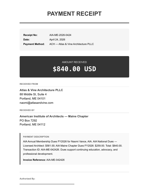 Maine AIA annual dues