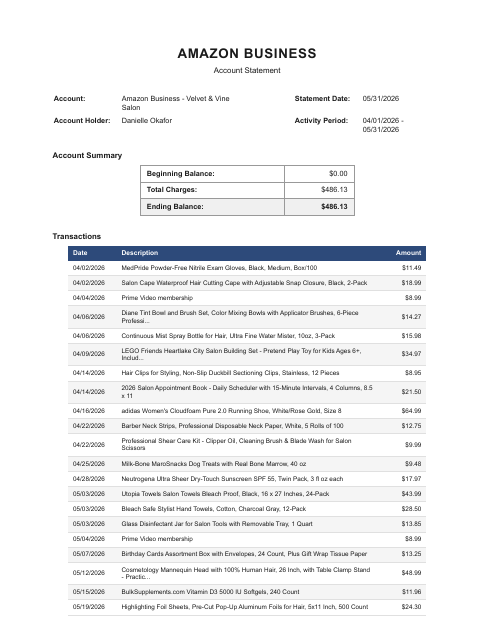 Amazon — biz/personal commingled