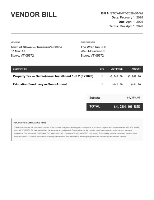 Property tax — S1 installment