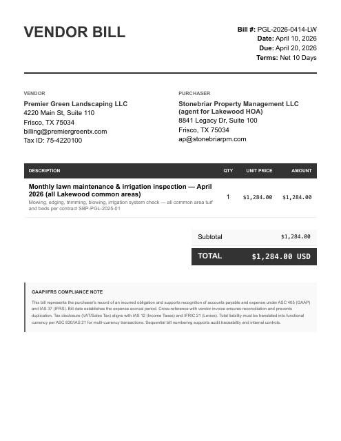 Common-area landscaping bill