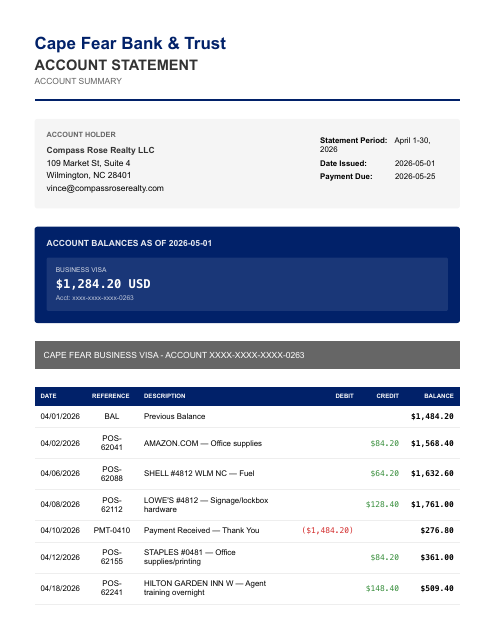 Business Visa — April (14 items)