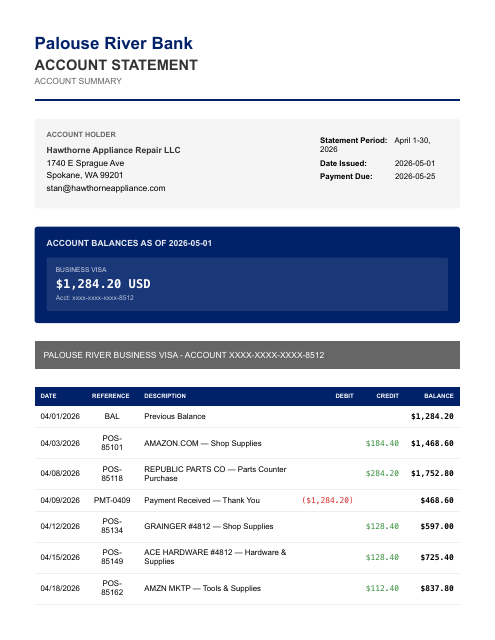 Business Visa — April, paid in full