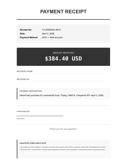 Flying J #4814 fuel (WY), $384.40 — IFTA